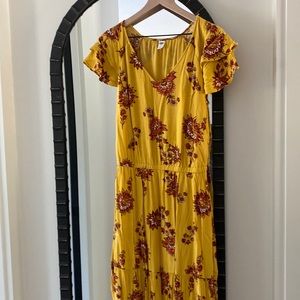 Mustard Floral Maxi Dress